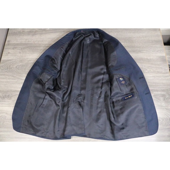 54L Hart Schaffner Marx Navy Wool 2-Piece Suit Trousers Jacket Pants 37 - Picture 3 of 15